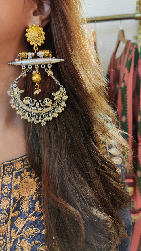 Dark Denim Gold Kaftan Dress